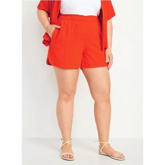 Old Navy High-Waisted Crinkle Gauze Shorts 5-inch inseam Women's Size 2X New wit - Picture 1 of 8